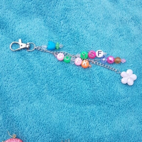 Patch & Roam Cute but Rude 'Go Fk YSF' beaded purse key charm colorful playful - Picture 1 of 6